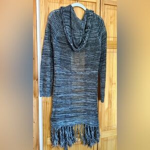 Women's Hooded Black and White Knit long sweater